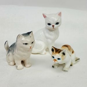 Vintage miniature porcelain set of 3 cats